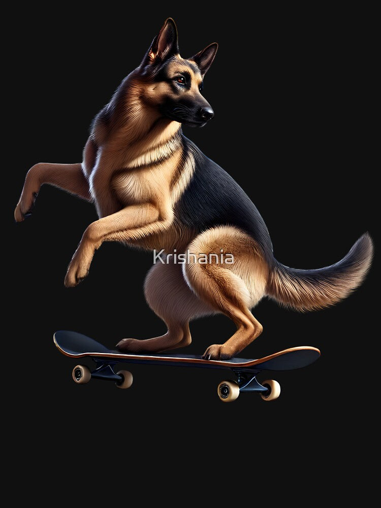 German Shepherd Riding a Skateboard Skateboarding Skater Fans by Kimberley King Art  King Art