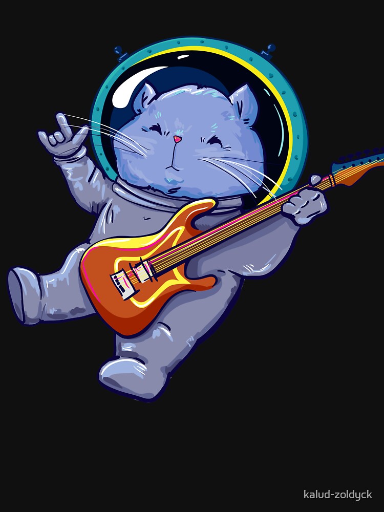 Cat Playing guitar in Space by kalud-zoldyck