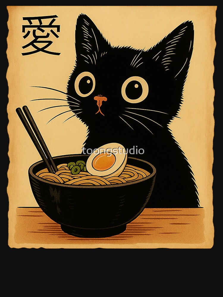 Ramen Cat, Cute Noodle Cat, Kawaii Japanese Anime Cat, Anime Cat, Japanese, Ramen Lover, Cat Lover by toongstudio