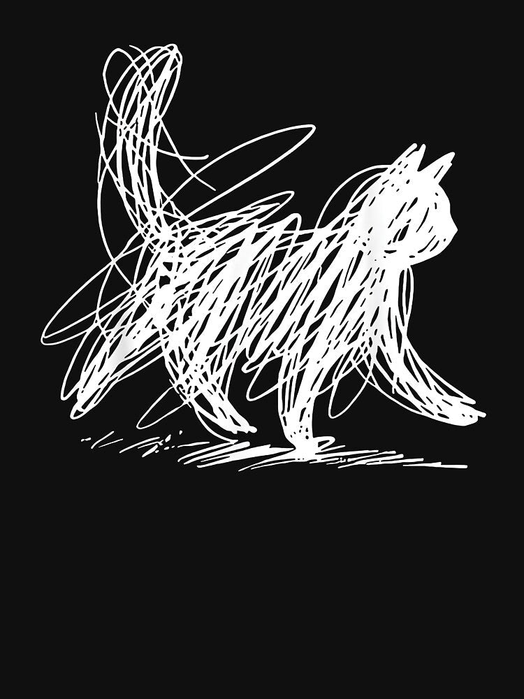 Scribble Cat Minimal Line Art Japanese by Goleon12