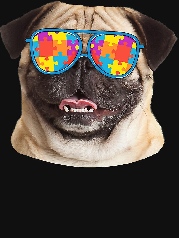 Dog Lover Funny Autism Awareness Pug by JohnnyBench73