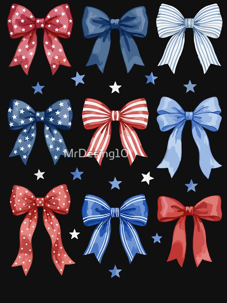 Patriotic Coquette Bows Red White Blue USA Flag 4th of july by MrDesing10 ⭐⭐⭐⭐⭐