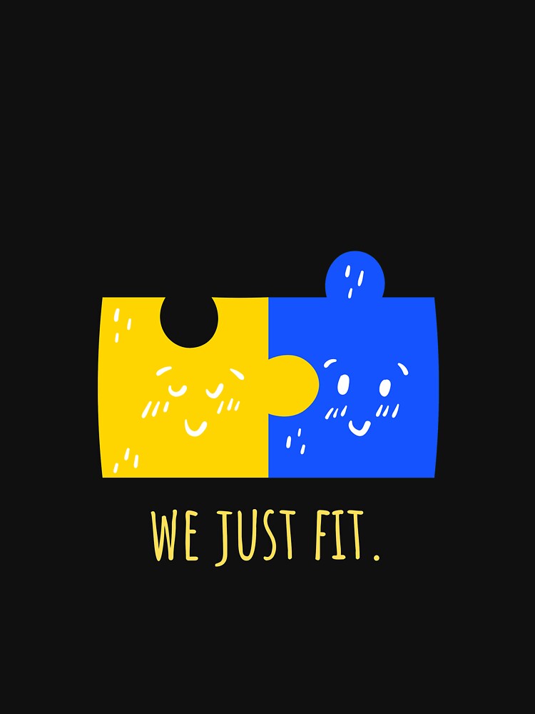 We just Fit Funny Love Couple Puzzle Design by popotamfriends