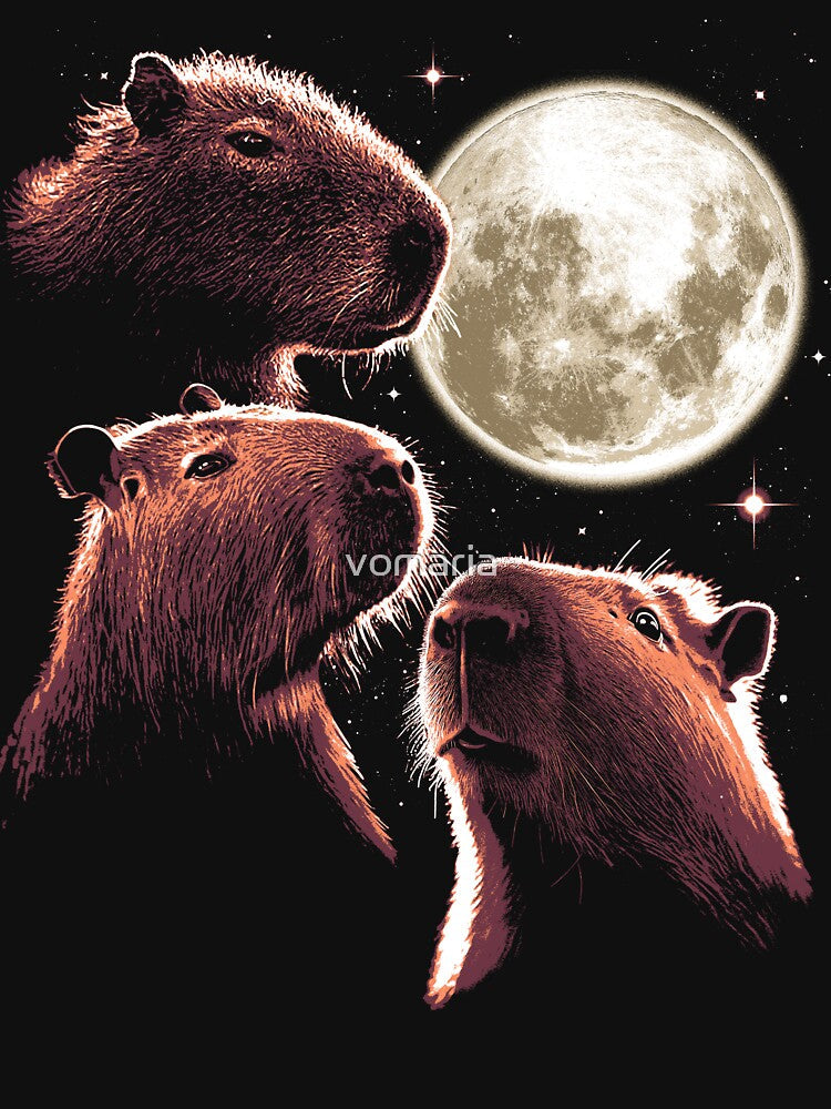 Three Capybara Moon Funny Capybara Meme Mystical Capybara by vomaria