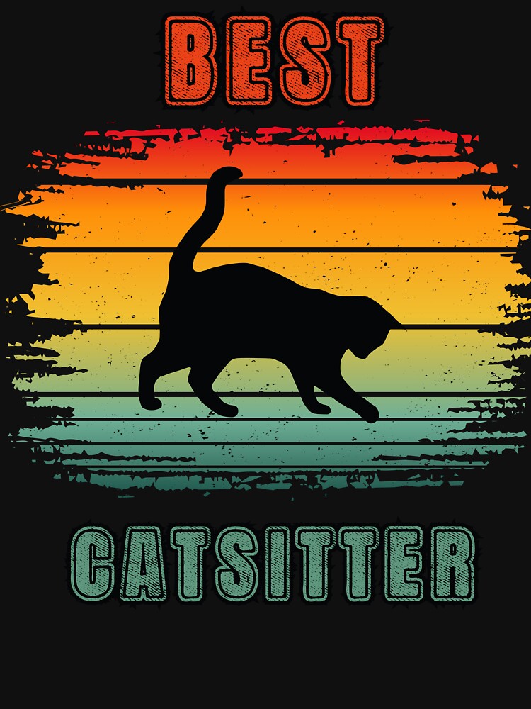 Best Catsitter Retro Sunset Black Cat by SunnyFunnyArt