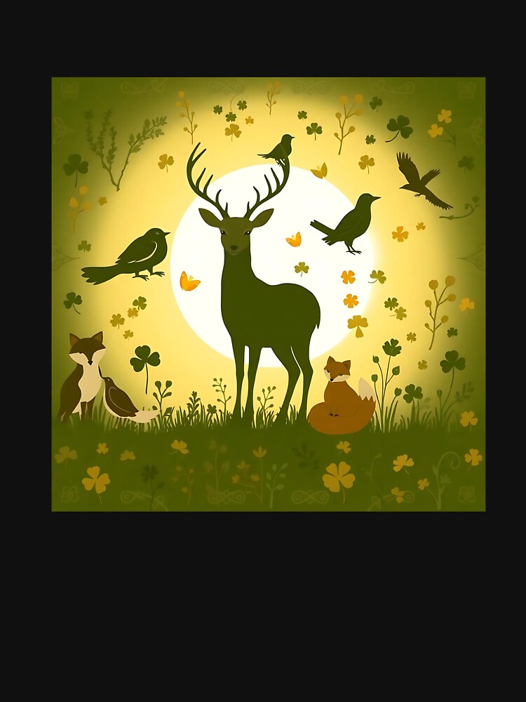 wildlife deer, foxes, birds in a seamless pattern by FestivityFinds