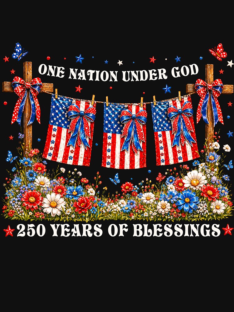 One Nation Under God USA Flag Happy 4th of July Women Girls by schoolofbullies