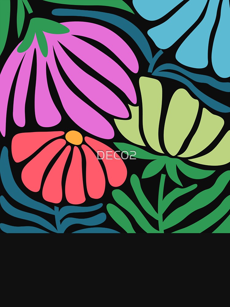 Boho Pink Flowers And Leaves Abstract Art Design by DEC02