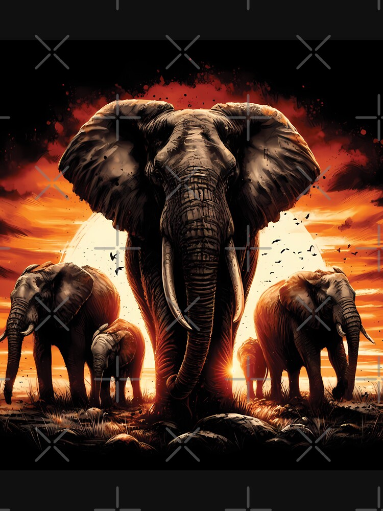 Majestic Elephants at Sunset by ByteyCreatives