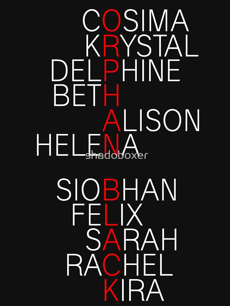 Orphan Black - names (white) by shadoboxer