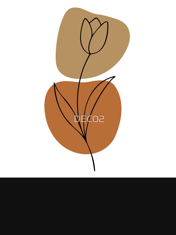 Boho Warm Earthtones Casual Sophisticated Flower Line Drawing by DEC02