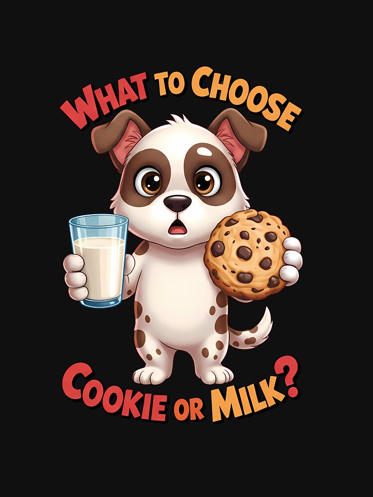 What to Choose – Cookie or Milk? Funny Cookie Cereal Dog Design by Art-Arcade6