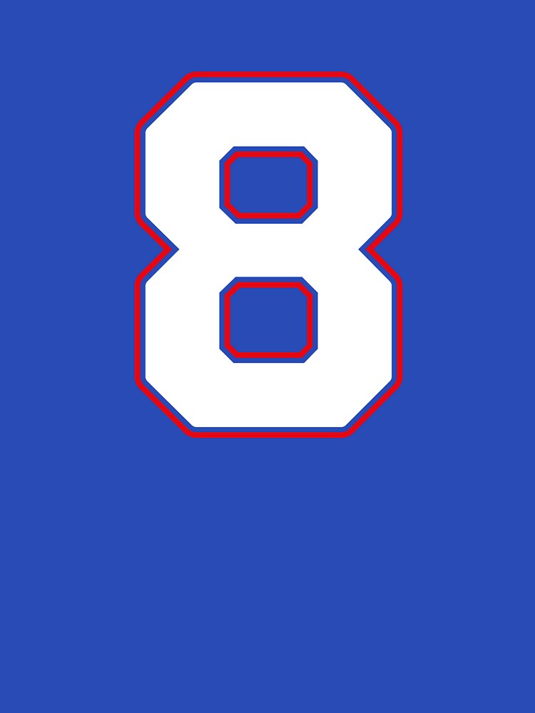 Jersey Number 8 / Player Shirt Number Eight (White with Red Outline) by STUDIO-72