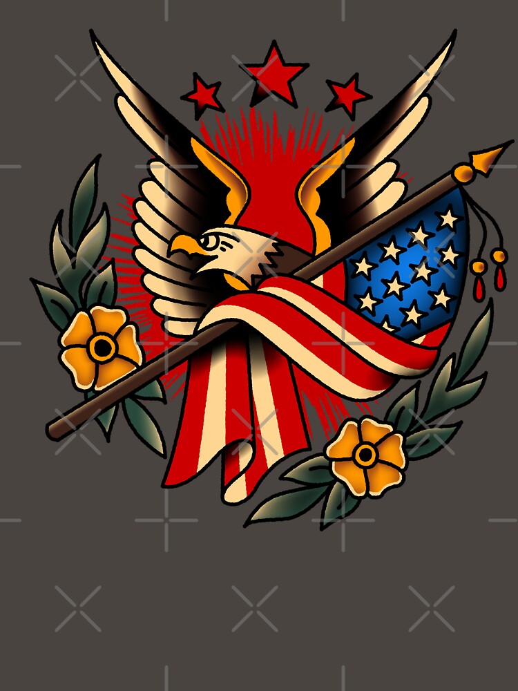 Salty-Dog American Traditional Floral Eagle and Flag Motif by salty-dog