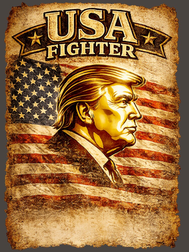 American Fighter Vintage Patriotic Design | USA Flag Graphic | Patriotic T-Shirt, Sticker & Gift by Kittcatking