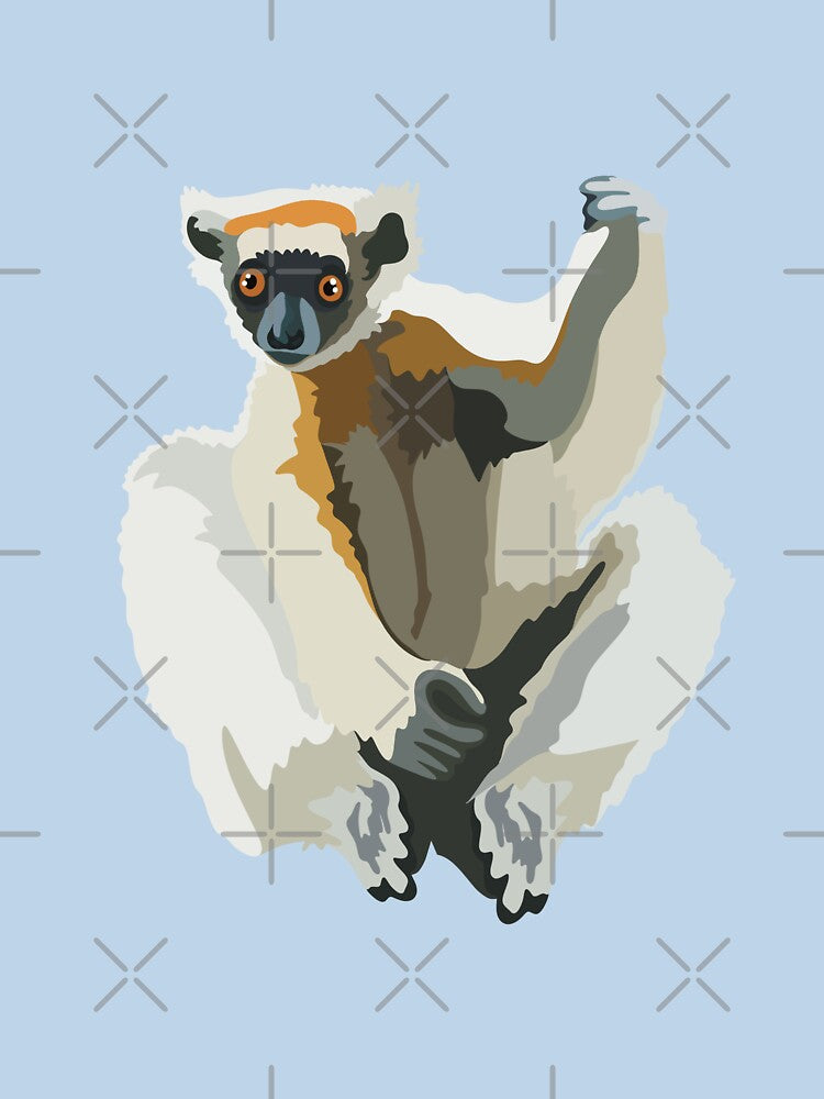 G is for Golden Crowned Sifaka, Golden Crowned Sifaka Illustration – Rare Madagascar Lemur Art for Wildlife Enthusiasts by PrettylittlepastelUk