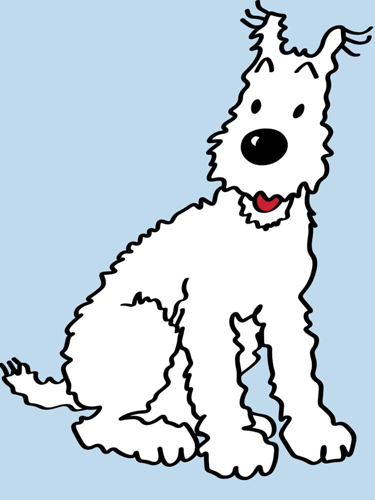 Snowy dog Tin Tin Sticker by OlgaGrybenko