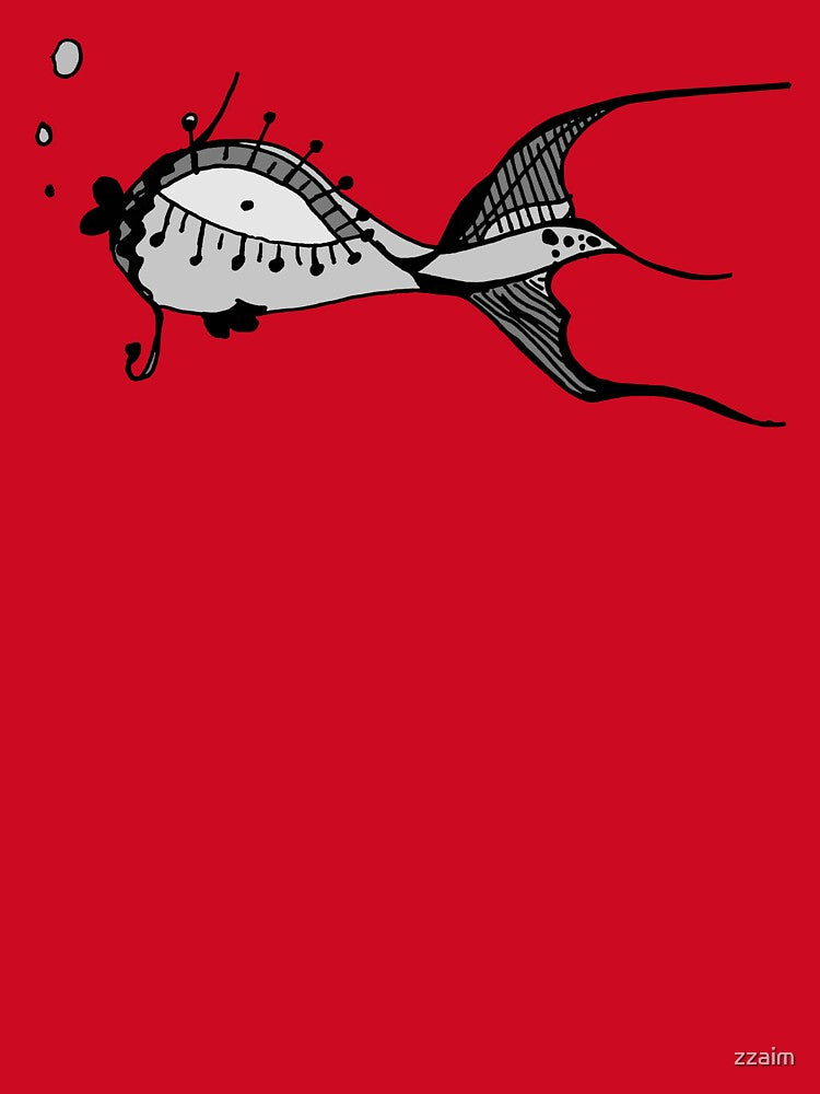 The Odd Fish — Ornate Ink Illustration Grayscale by zzaim