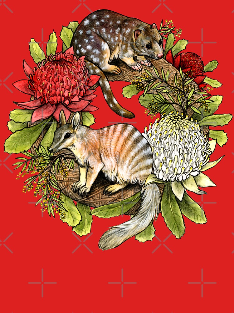 Quoll and Numbat Australian Christmas Wreath by Pip Tacla