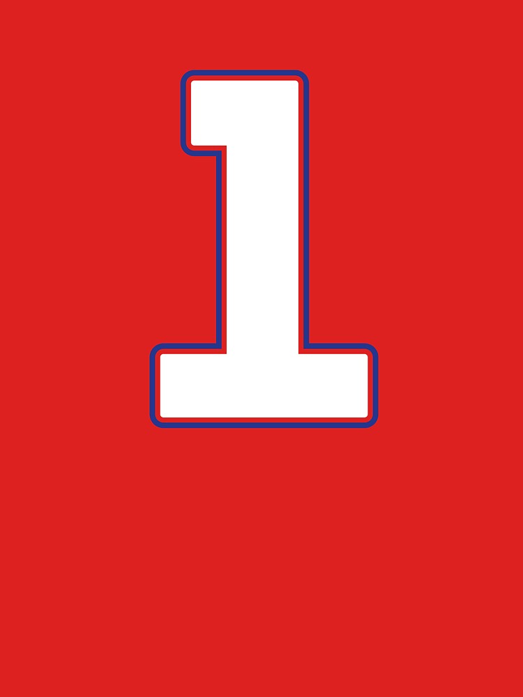 Jersey Number 1 / Player Shirt Number One (White with Blue Outline) by STUDIO-72