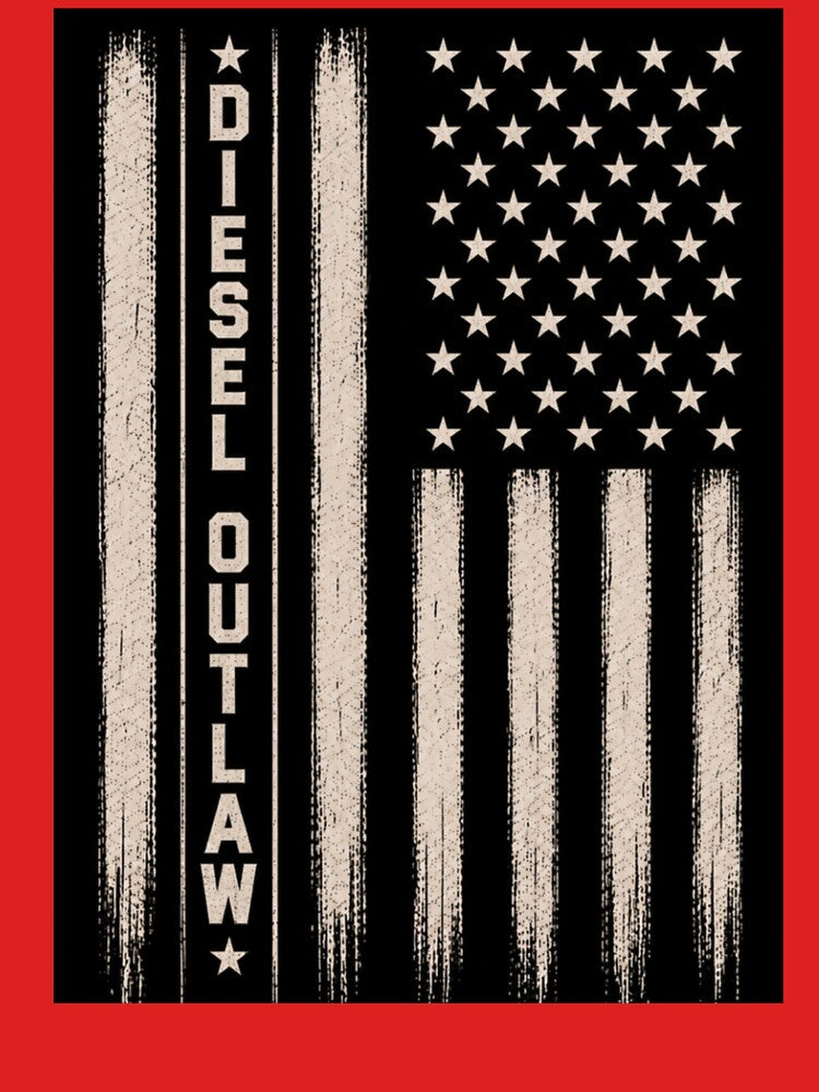 Diesel Outlaw Distressed American Flag | Vertical Vintage Patriotic Diesel Trucker T-Shirt by Diesel outlaw