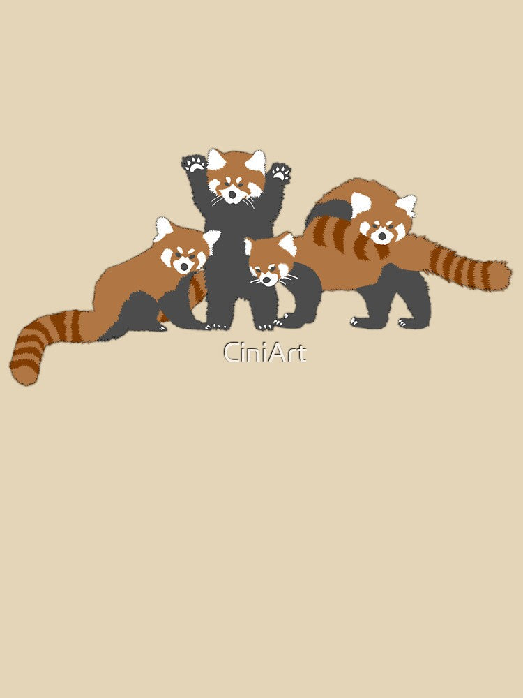 Cute red panda pattern with white dots and turquoise background by CiniArt