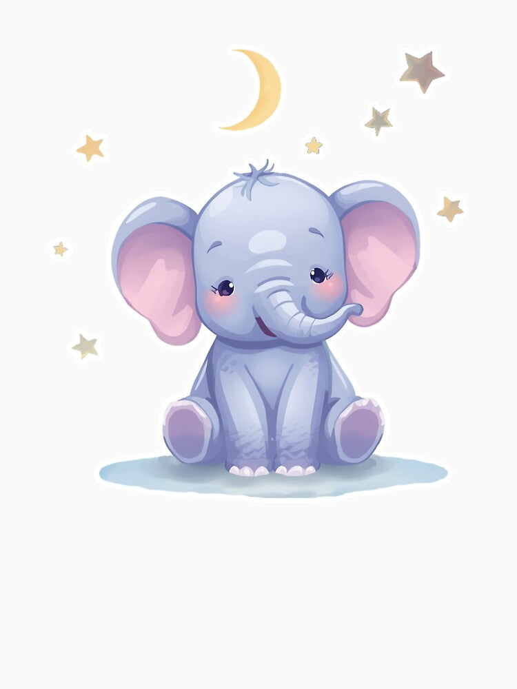 A Kawaii Baby Elephant - Pastel Blue&Lavender Palette by DigitfanStudio