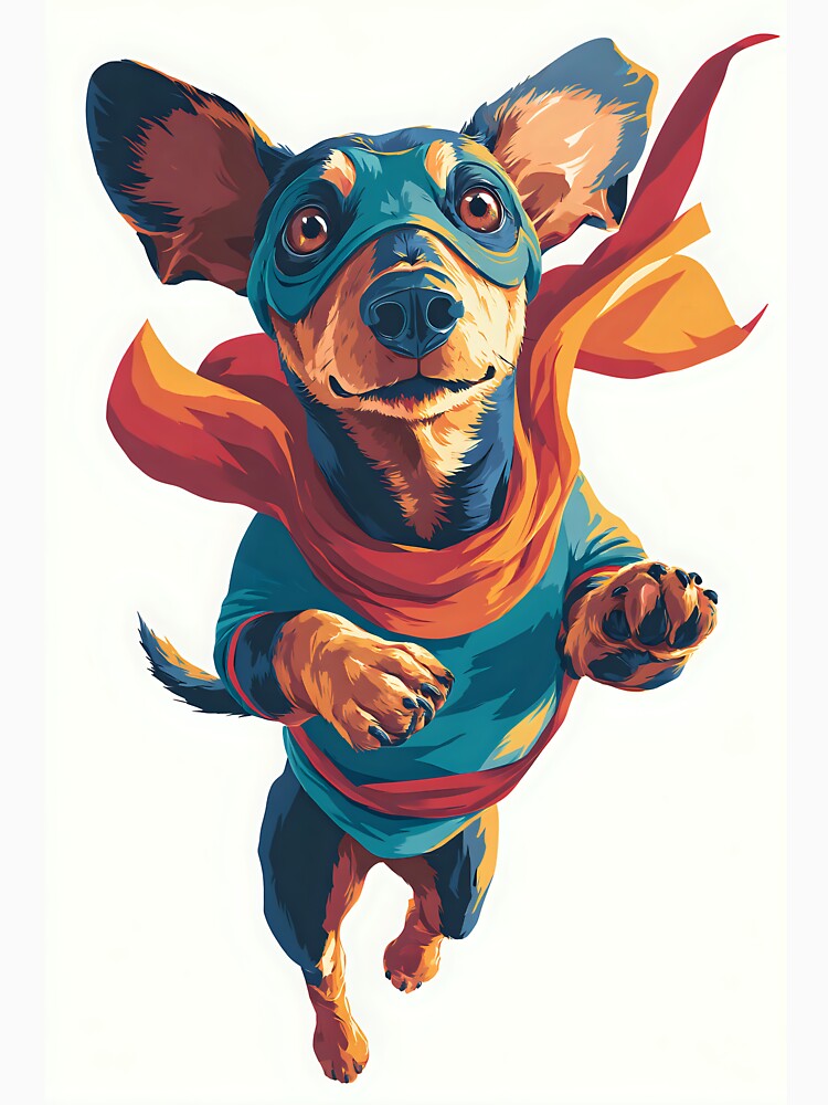 Superhero Dachshund T-shirt Design - Flying Dog Illustration by DanielY01
