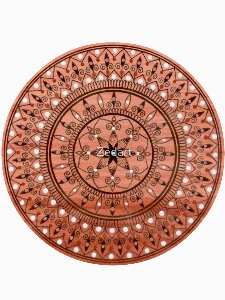 Hand Drawn Brown And White Mandala by Zedart
