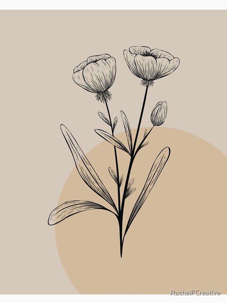 Floral Boho Line Art | Wildflower Tulips | by RachelFCreative