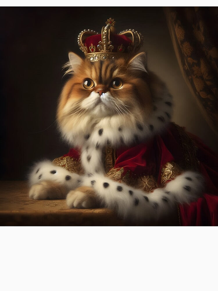 Emperor cat with royal crown - Majestic art by davidromapixel