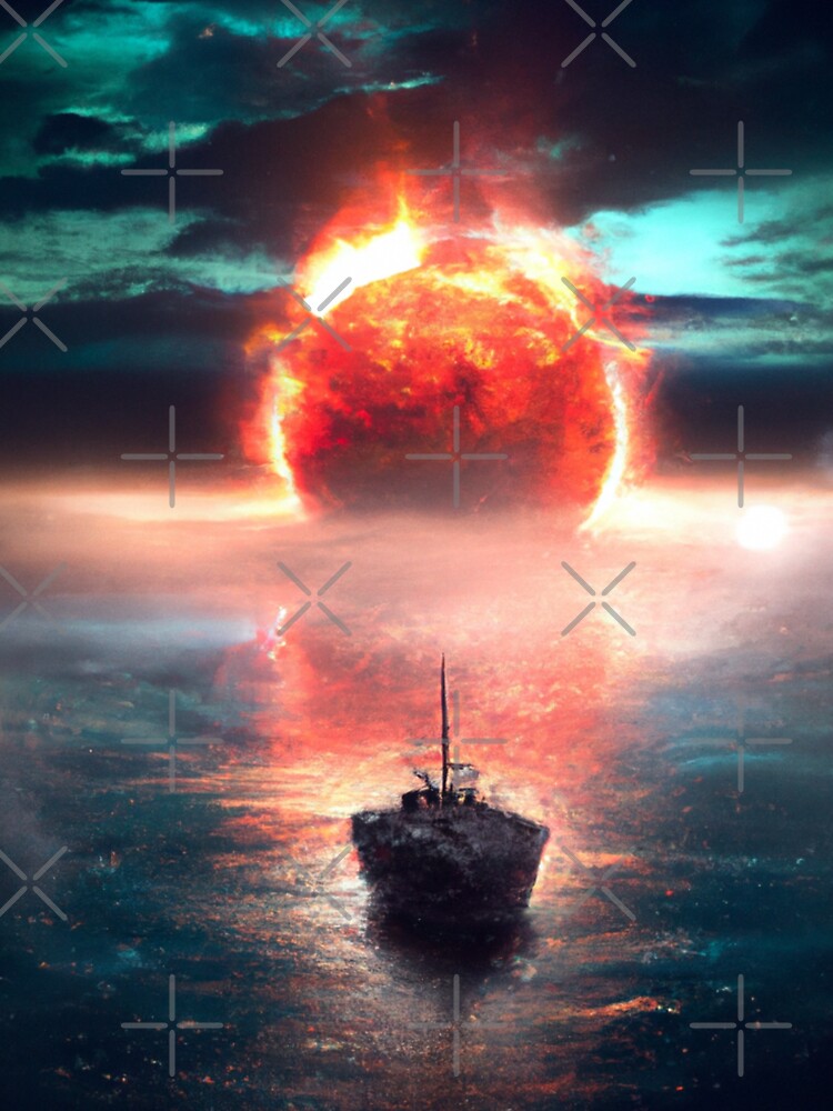 A Voyage Through the Burning Cosmos - Boat in a Sea of Fire and Stars by WBP Mart