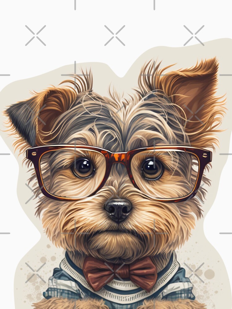 Funny dog Yorkshire Terrier with glasses funny cute decorative dog for dog lovers by RSDESIGNSteam