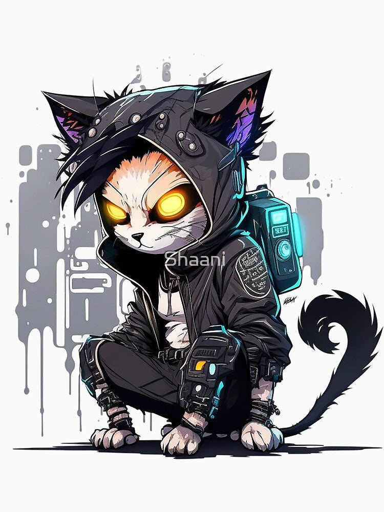 Hacker Cat Cyberpunk by Shaani