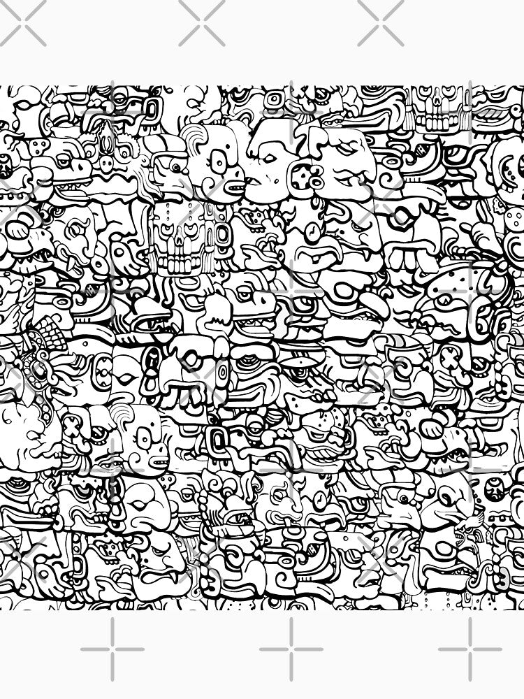 Mayan hieroglyphs - Black & White by AxeLeon Patterns