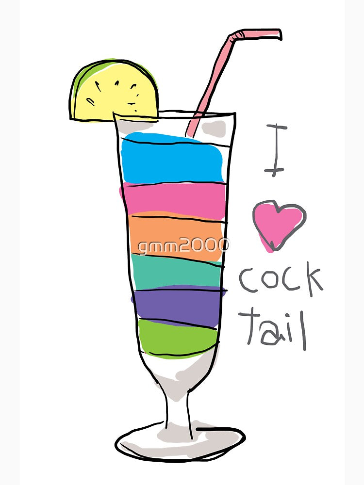 i love cocktail hand drawn art illustration by gmm2000