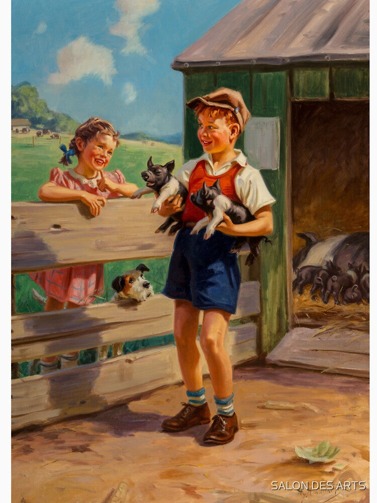 Spring's Piglets (20th century) - Hy Hintermeister by SALON DES ARTS