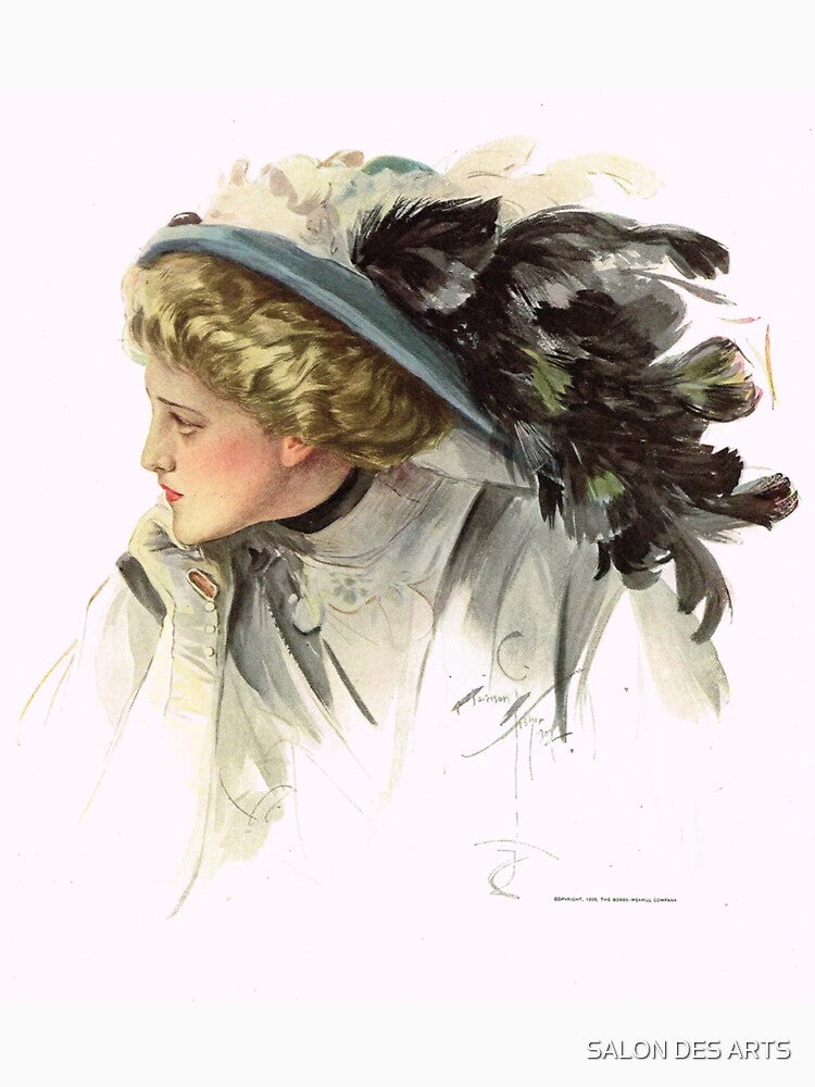 Woman with Feathered Hat (1907) - Harrison Fisher by SALON DES ARTS