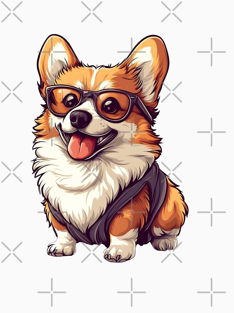 Cute Pembroke Welsh Corgi Dog Wearing Glasses by NanarodsDesign
