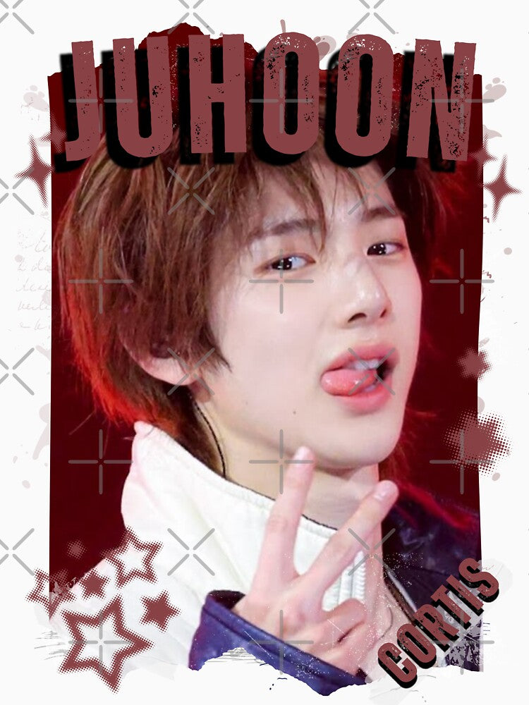 CORTISs Juhoon Kpop Boy Group Black and White Collage Digital Art Portrait by AJUNICE STUDIO