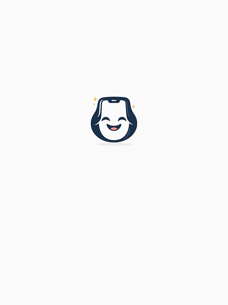 Minimal Face Phone Logo – Modern Negative Space Smartphone Mascot Design by satyan2001