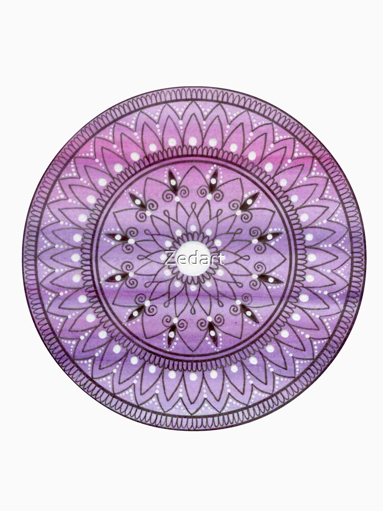 Simple Hand Drawn Purple And White Mandala by Zedart
