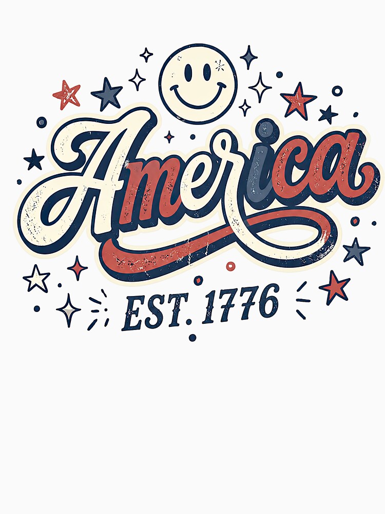 Retro America Est 1776 Smiley Patriotic Design by PlumArtDesign