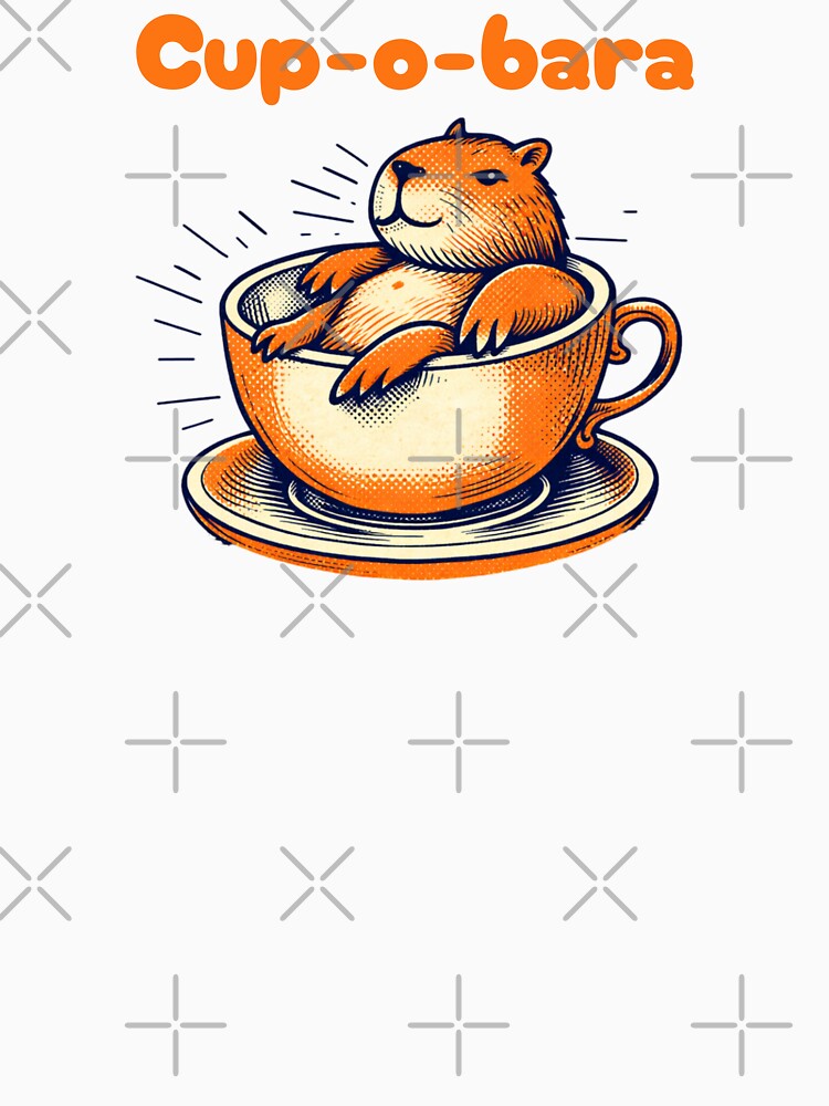 Cup-o-bara Cute Coffee Meme – Funny Retro Capybara Teacup Pun Art by FIREDesignsPOD
