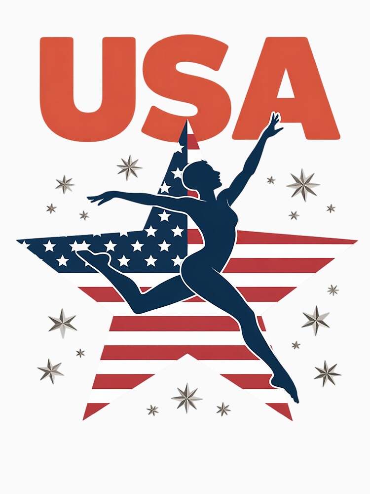 Girls Gymnastics American Flag Star Patriotic USA Gymnast by petrichorsworld