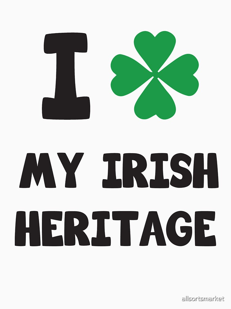 Cute I love My Irish Heritage Shamrock Four Leaf Clover Print by allsortsmarket