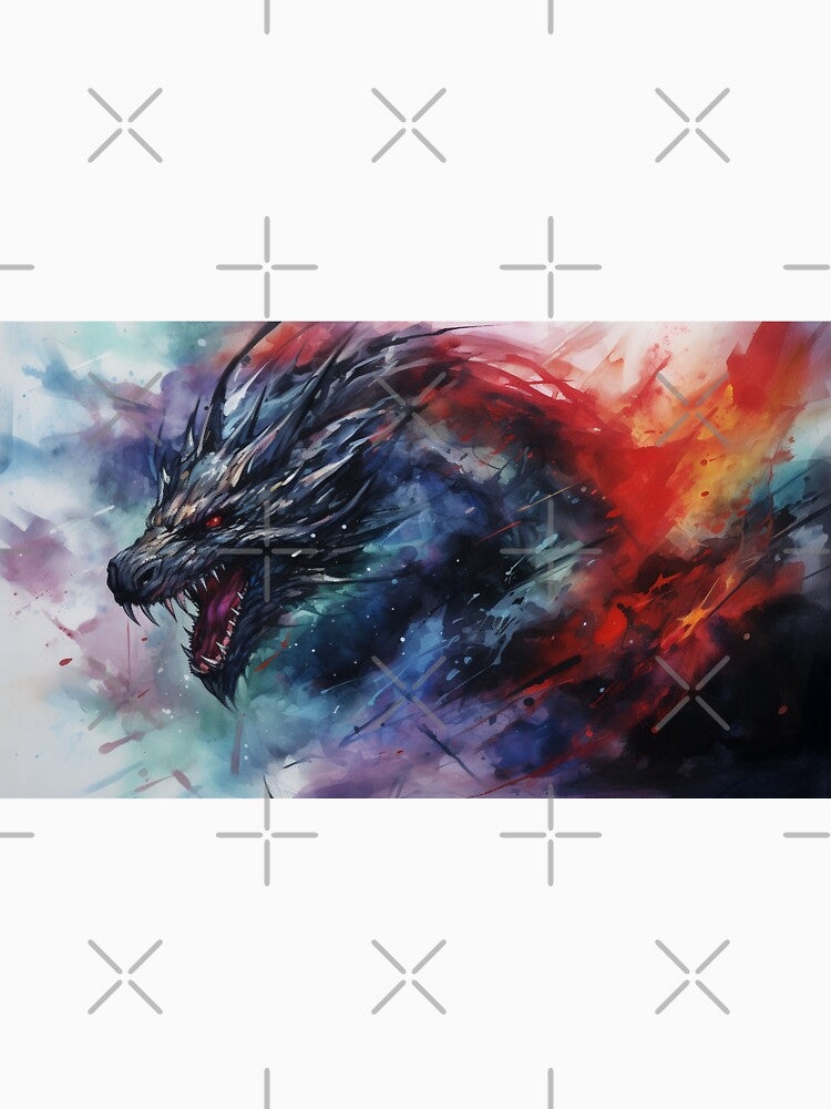 Dark Fantasy Watercolor - Roaring Winter Dragon by Fantasy Masterpiece