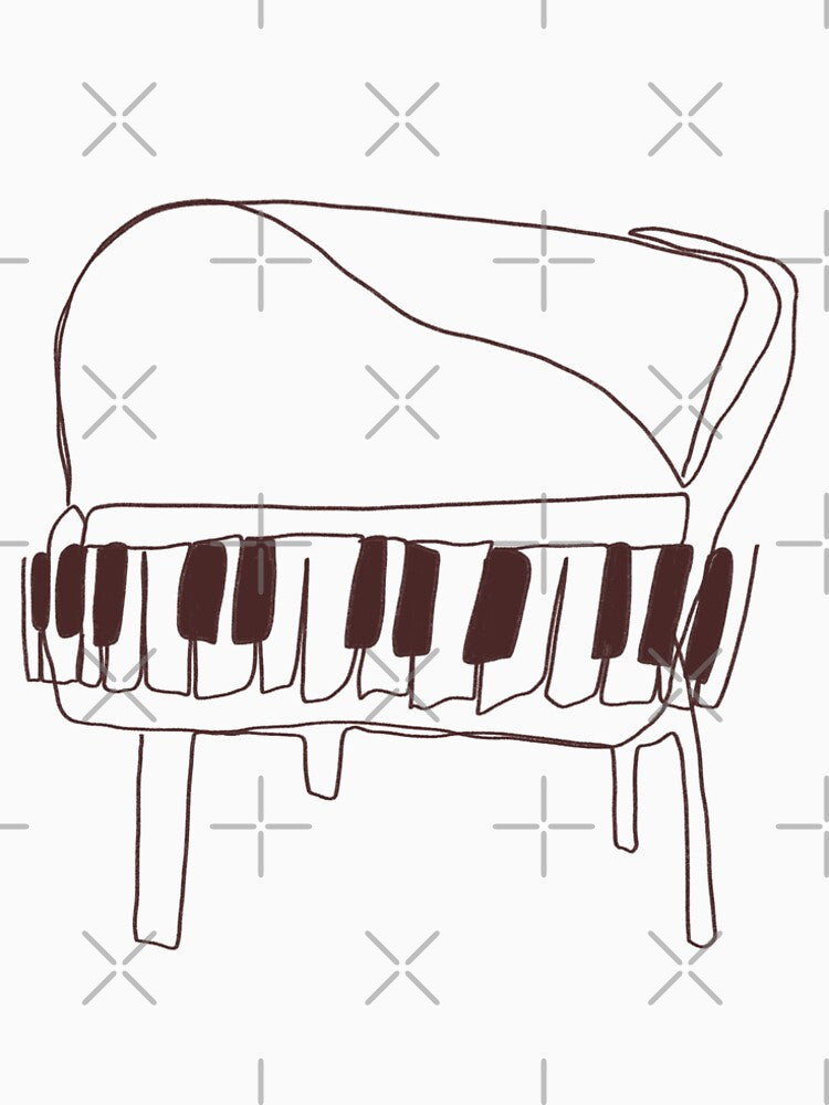 Grand Piano Line Art — Minimalist Handdrawn Music Illustration by muffinbunny