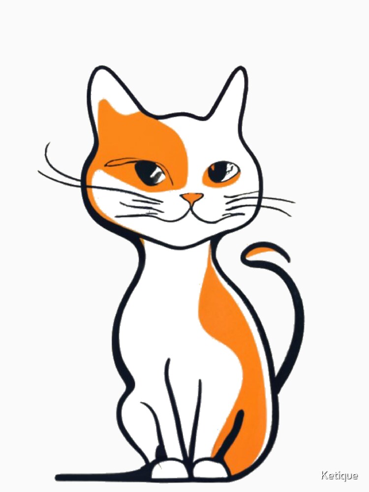 Smiling Line Art Cat by Ketique