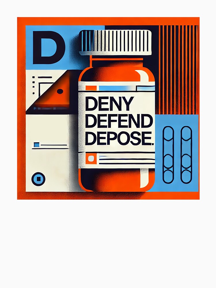 DENY DEFEND DEPOSE Prescription Bottle Bold Text Graphic Art by brehto
